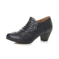 Ajvani Womens Ladies mid Heel Buttons Zip Brogue Ankle Shoe Boots Booties Size, Blue Navy Matte, 8 UK
