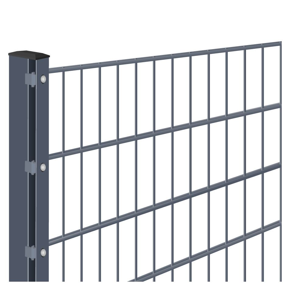 Doppelstabmattenzaun zum Aufdübeln Rundum-sorglos-Paket Anthrazit Komplettset, 1 Ecke, 15 m,6/5/6 mm,830 mm
