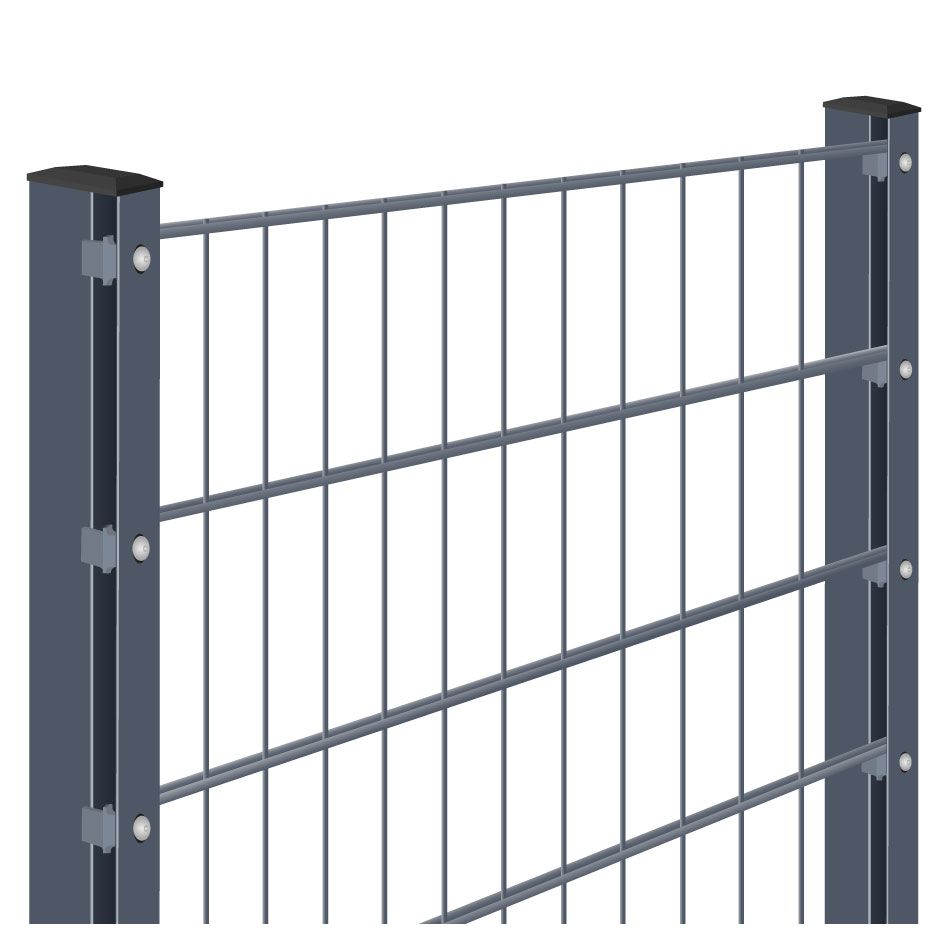 Doppelstabmattenzaun zum Aufdübeln Rundum-sorglos-Paket Anthrazit Komplettset, 2 Ecken, 1430 mm,50 m,6/5/6 mm Image