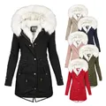 Manteau ouaté à capuche pour femme veste chaude parka mince pardessus en coton vêtements