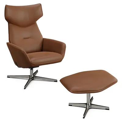 Kebe Palma Leather Recliner with Ottoman