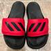 Adidas Shoes | Brand New! Adidas Bounce Slides. Red/Black, Velcro. Size 6 Men’s. | Color: Black/Red | Size: 6 Men’s/8 Women’s