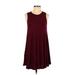 Silence and Noise Casual Dress - Shift: Burgundy Solid Dresses - Women's Size X-Small