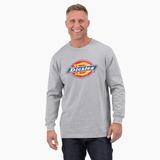 Dickies Men's Tri-Color Logo Graphic Long Sleeve T-Shirt - Heather Gray Size L (WL22A)