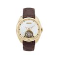 Heritor Automatic Roman Semi-Skeleton Leather-Band Watch Gold/Brown One Size HERHS2203