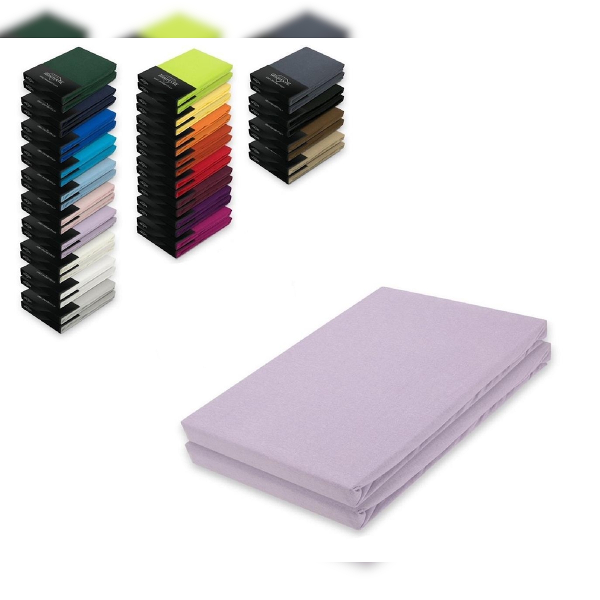 EXKLUSIV HEIMTEXTIL Doppelpack Jersey Spannbettlaken 140 - 160 x 200 cm Flieder Image