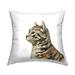 Stupell Casual Striped Cat Portrait Minimal White Background Printed Throw Pillow by Victoria Barnes