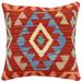 Boho Chic Krause Turkish Hand-Woven Kilim Pillow - 18'' x 18''