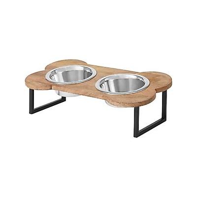 YML Wrought Iron Stand with Stainless Steel Double Dog Bowl, 2.5 Cups