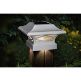 Classy Caps Kingsbridge Solar Powered Integrated LED Aluminum Fence Post Cap Light 4 in. x 4 in. w/ Base Adapter Included Aluminium/Metal | Wayfair