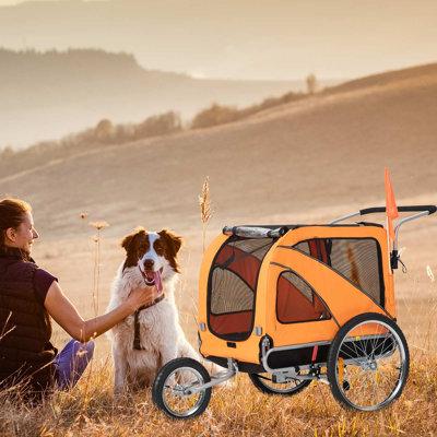 Sepnine 3-in-1 Dog Bicycle Trailer, Dog Stroller, & Dog Jogging Stroller in Orange/Brown | 40.6 H x 48.4 W x 29.5 D in | Wayfair 10202-ORANGE