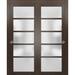 Closet Door - SARTODOORS Quadro Frosted Glass Paneled Wood Sliding Closet Brown Doors Wood in Brown/Green | 80 H x 48 W x 1.5625 D in | Wayfair