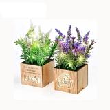 Primrue Set Of 2 Artificial Flowers w/ Led Lights In Wooden Box, Artificial Plants Plastic Fake Topiary For Home/Office Decorations | Wayfair