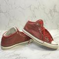 Converse Shoes | Converse Chuck Taylor Allstar Mid Top Leather Shoe Red Burgundy Toe Size 9 | Color: Red | Size: 9