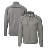 Men's Cutter & Buck Heather Gray Clemson Tigers Mainsail Sweater-Knit Big Tall Full-Zip Jacket