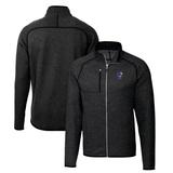 Men's Cutter & Buck Heather Charcoal Kansas Jayhawks Mainsail Sweater-Knit Big Tall Full-Zip Jacket