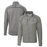 Men's Cutter & Buck Heather Gray Northwestern Wildcats Mainsail Sweater-Knit Big Tall Full-Zip Jacket