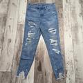American Eagle Outfitters Jeans | American Eagle Super Hi-Rise Jeggingswith Distressing Size 10short | Color: Blue | Size: 10