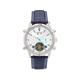 Heritor Automatic Wilhelm Semi-Skeleton Leather-Band Watch w/Day/Date Blue One Size HERHS2104