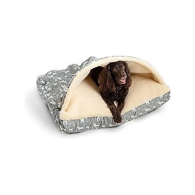 Snoozer Pet Products Rectangle Indoor & Outdoor Cozy Cave Dog & Cat Bed, Gray & White, Large