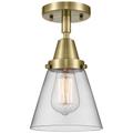 Caden Cone 6" LED Flush Mount - Antique Brass - Clear Shade