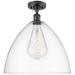 Bristol Glass 16" LED Semi-Flush Mount - Matte Black - Clear Shade