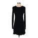 Lou & Grey Casual Dress - Mini Crew Neck Long sleeves: Black Solid Dresses - Women's Size X-Small
