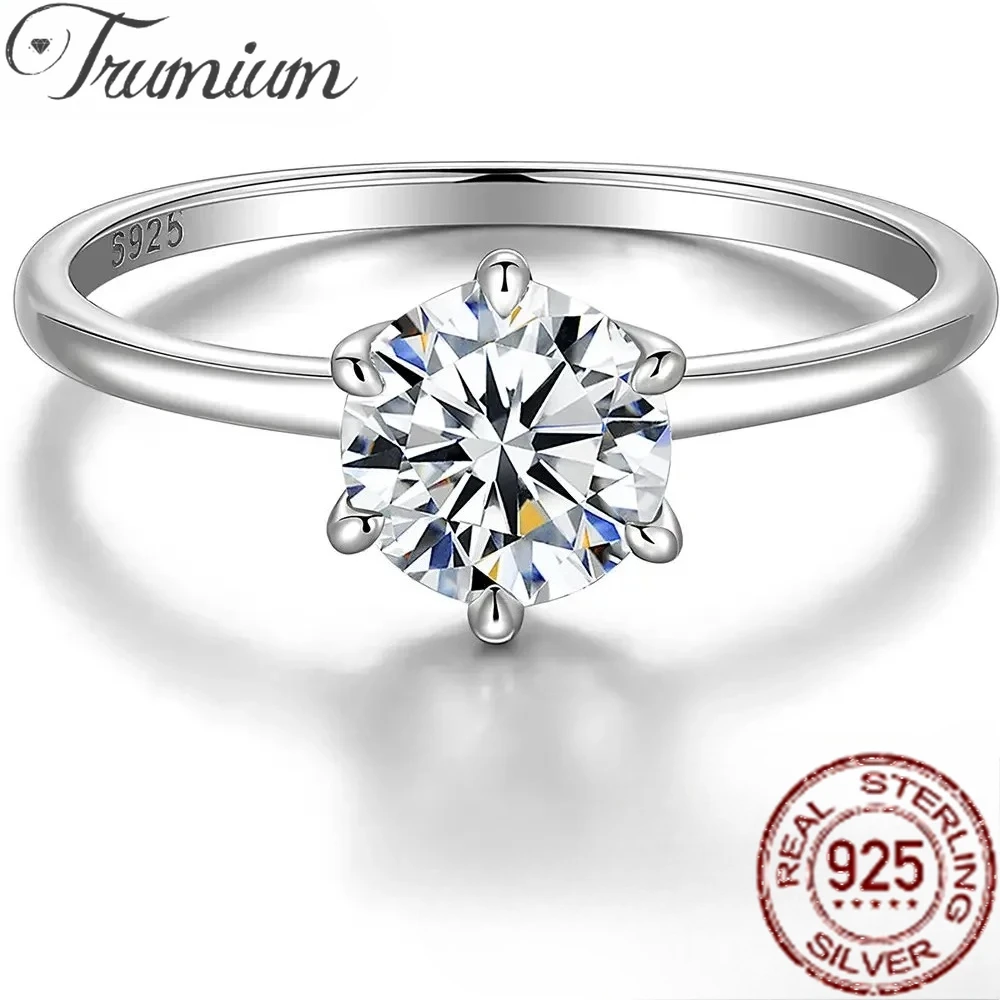Trumium 0.5/1 Ct D couleur Moissanite bague pour femmes diamant moissanite anneaux s925 argent fiançailles bandes de mariage bijoux fins