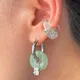 VENTFILLE-Boucles d'oreilles créoles rondes en acier inoxydable pour femmes clip d'oreille vert