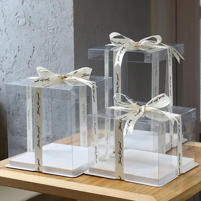 Grande Boîte à Gâteaux Transparente Carrée en Plastique PVC Emballage de Cuisson Cadeau
