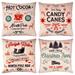 Joiedomi 17.3x17.3 Inch Multicolored Burlap Christmas Ad Style Throw Pillow Covers (Set of 4)