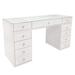 Latitude Run® SlayStation Naomi Vanity Desk w/ Clear View Glass Top, 3 Drawers, 2 Layers of Preset Dividers Wood in White | Wayfair