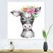 Trinx Cute Cartoon Cow Floral Portrait - Children"s Art Canvas Wall Decor Canvas, Cotton in Gray/Pink | 30 H x 30 W x 1 D in | Wayfair