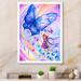 Zoomie Kids Girl w/ Butterflies - Children"s Art Canvas Wall Art Canvas in Blue/Indigo/Yellow | 20 H x 12 W x 1 D in | Wayfair