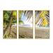Highland Dunes Tropical Beach w/ Palm Leaves - Nautical & Coastal Framed Canvas Wall Art Set Of 3 Canvas, in White | 28 H x 36 W x 1 D in | Wayfair