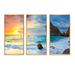 Highland Dunes Vibrant Morning Sea w/ Yellow Sun - Sea & Shore Framed Canvas Wall Art Set Of 3 Canvas, Wood in White | 20 H x 36 W x 1 D in | Wayfair