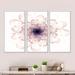 Winston Porter Perfect Glowing Fractal Flower In Purple - Floral Framed Canvas Wall Art Set Of 3 Metal in Indigo/Pink/White | Wayfair