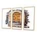 Winston Porter Vintage Wooden Entrace w/ Stone Arch & Steps - Vintage Framed Canvas Wall Art Set Of 3 Metal in Black/Gray/Yellow | Wayfair