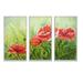 Winston Porter Blooming Poppies w/ Green Leaves - Floral Framed Canvas Wall Art Set Of 3 Canvas, Wood in White | 20 H x 36 W x 1 D in | Wayfair