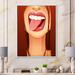 House of Hampton® Sensual Lips Of Glamour Woman Portrait VI - Glam Canvas Wall Decor Canvas in Brown/Red | 20 H x 12 W x 1 D in | Wayfair