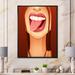 House of Hampton® Sensual Lips Of Glamour Woman Portrait VI - Glam Canvas Wall Decor Metal in Brown/Red | 40 H x 30 W x 1.5 D in | Wayfair