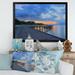 Highland Dunes Wood Bridge Path At Beach - Nautical & Coastal Canvas Wall Decor Canvas in Black/Blue | 24 H x 36 W x 1 D in | Wayfair