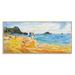 Highland Dunes Surf Board on Summer Sea - Painting on Canvas Metal in Blue/Yellow | 30 H x 40 W x 1.5 D in | Wayfair