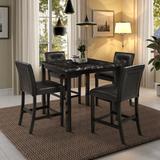 Red Barrel Studio® 4 - Person Counter Height Dining Set Wood/Upholstered in Black/Brown | 35.8 H x 35 W x 35 D in | Wayfair