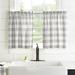 Gracie Oaks Skookum Striped Cotton Tailored 30" Cafe Curtain 100% Cotton in Gray/White | 24 H x 30 W x 2 D in | Wayfair