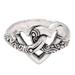 United Love,'Romantic Sterling Silver Cocktail Ring with Heart Motifs'