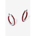 Women's Birthstone Inside-Out Hoop Earrings In Silvertone (31Mm) by PalmBeach Jewelry in July