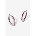 Women's Birthstone Inside-Out Hoop Earrings In Silvertone (31Mm) by PalmBeach Jewelry in June