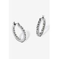 Women's Birthstone Inside-Out Hoop Earrings In Silvertone (31Mm) by PalmBeach Jewelry in April