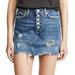 Free People Skirts | Free People Button Fly Distressed Shredded Fringe Hem Cutoff Jean Skirt Xs 25” | Color: Blue | Size: 0